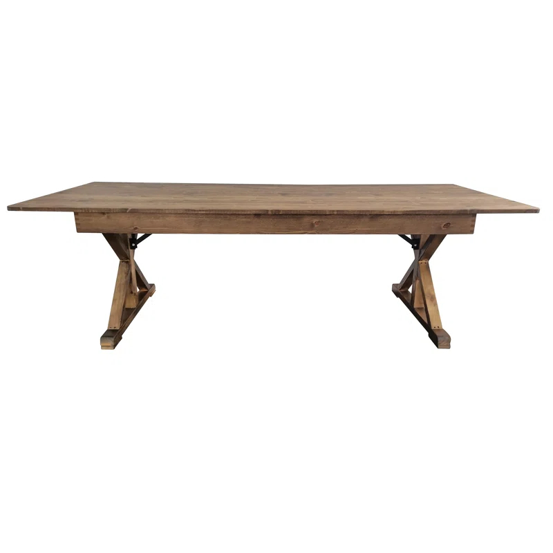 Flash Furniture Eternity Rectangular Solid Pine Farm Dining Table with Folding X-Style Legs