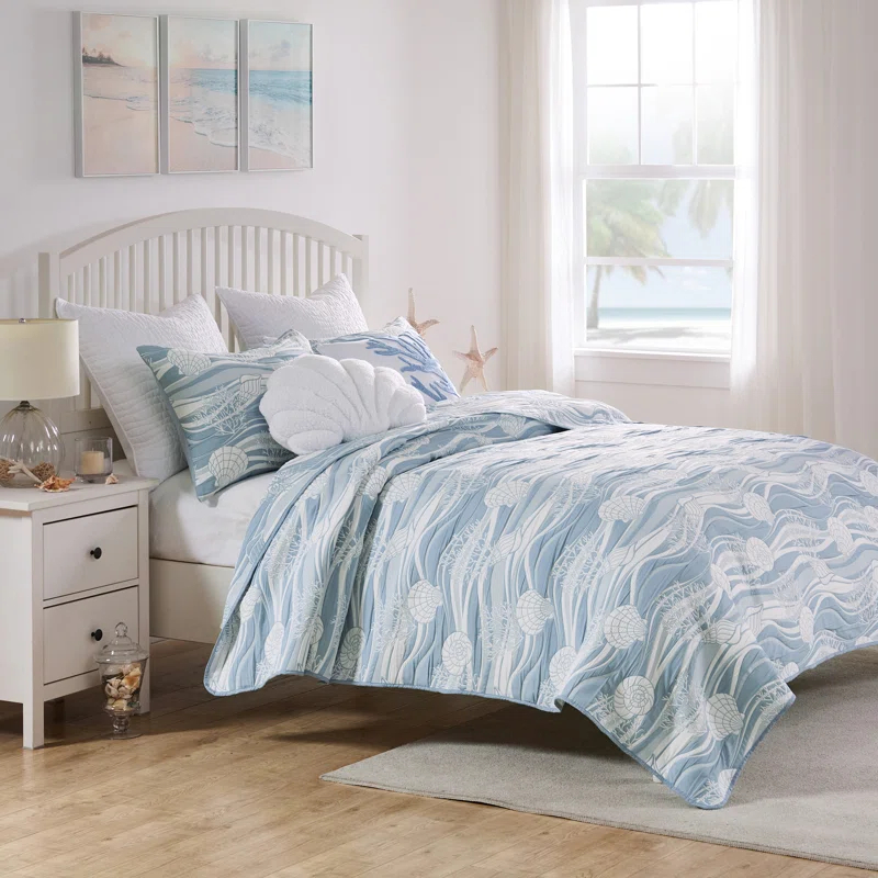 Greenland Home Fashions Coastal Paradise Jacquard Coverlet Set