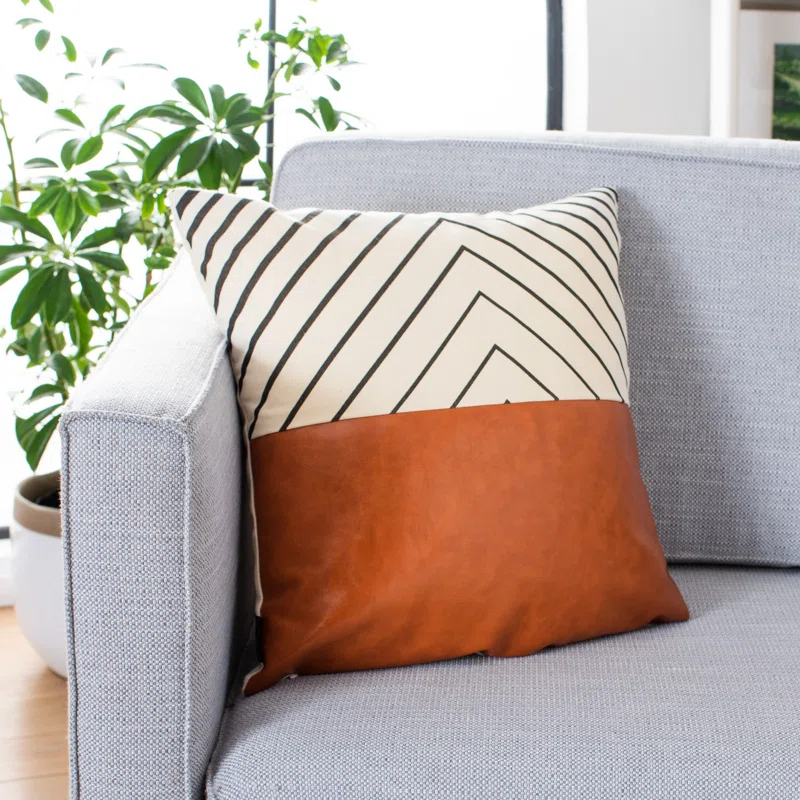 Safavieh Chevron Faux Leather Reversible Throw Pillow