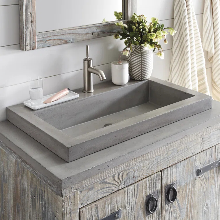 Trough Handmade Rectangular Drop-In Bathroom Sink