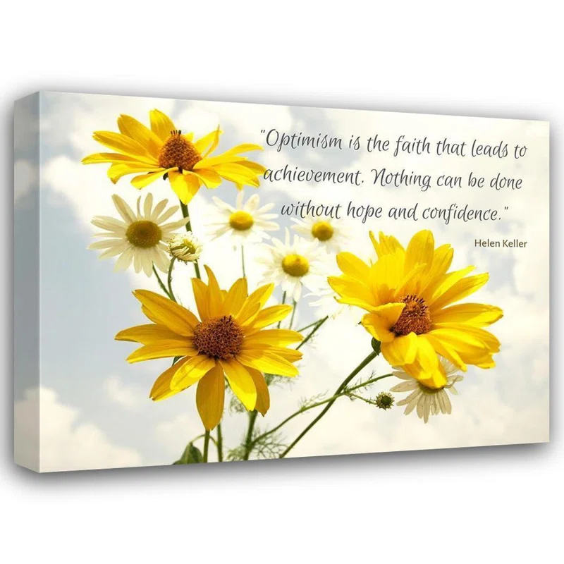 August Grove® August Grove® ArtsyQuotes Gallery Wrapped Canvas Art Titled: Helen Keller Quote: Optimism