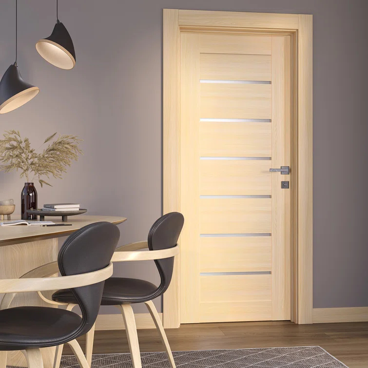 Belldinni Avon 07-02 Paneled Manufactured Wood and Frosted Glass Interior Door Slab