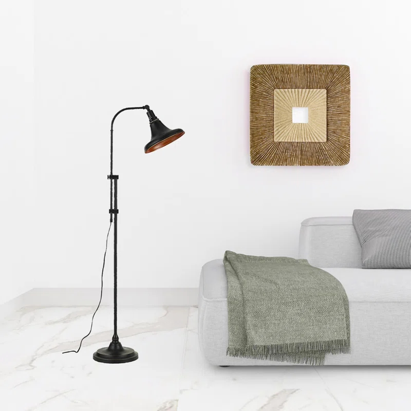 Wildon Home® 58" Bronze Adjustable Traditional Shaped Floor Lamp With Bronze Dome Shade