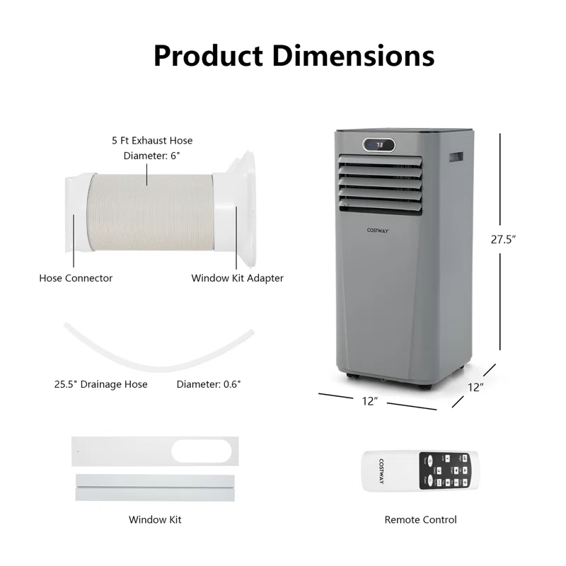 Costway Costway 8000 BTU Portable Air Conditioner for 230 Square Feet with Remote Included