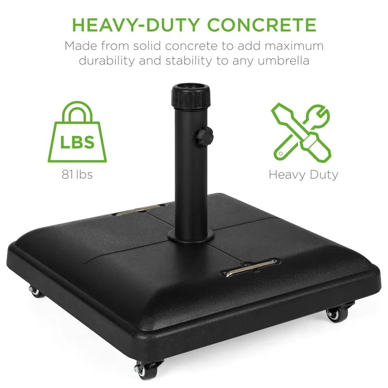 Arlmont & Co. Ristin 81 lb. Heavy Duty Concrete Rolling Patio Umbrella Base Stand with Locking Wheels