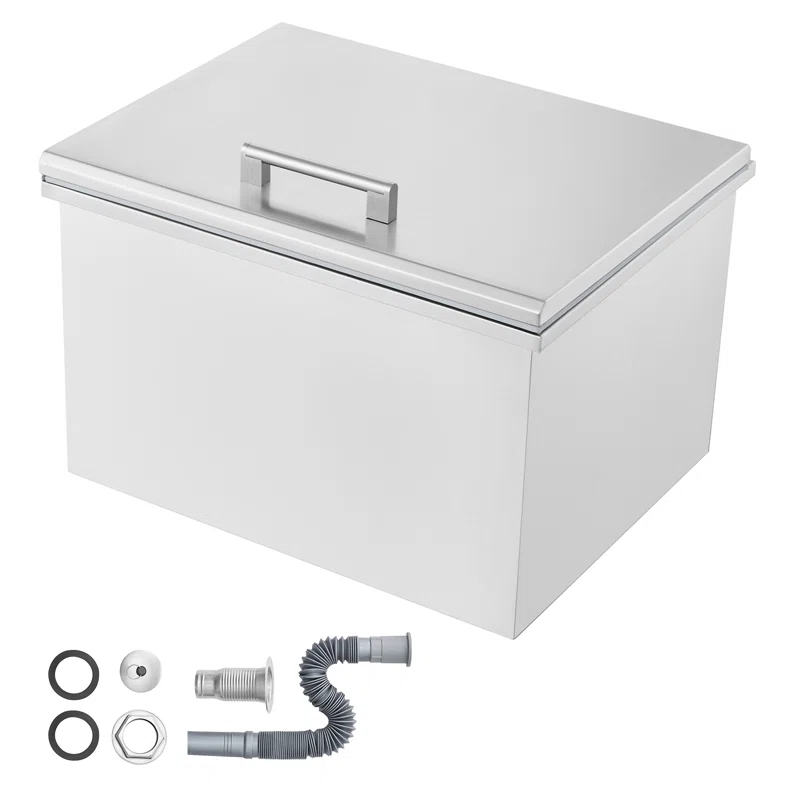 VEVOR 40Quart Drop in Ice Chest Ice Cooler Ice Bin Stainless Steel 20"x16"x14.6"