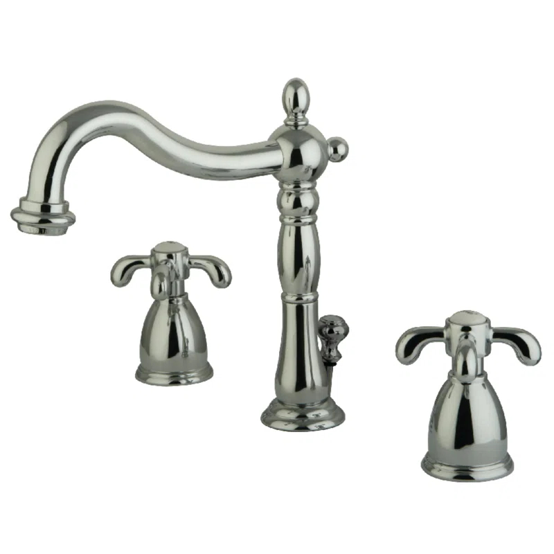 Kingston Brass KB1971TX Kingston Brass French Country Two-Handle 3-Hole Deck Mount Widespread Bathroom Faucet with Pop-Up Drain
