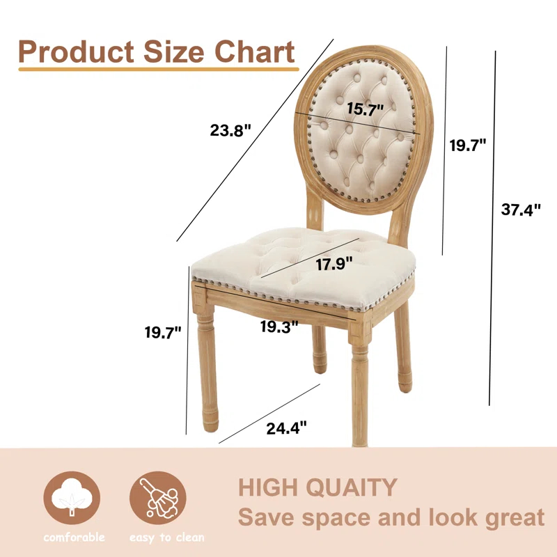 One Allium Way® French Style Vintage Solid Wood Upholstered Dining Chair (Set of 4)