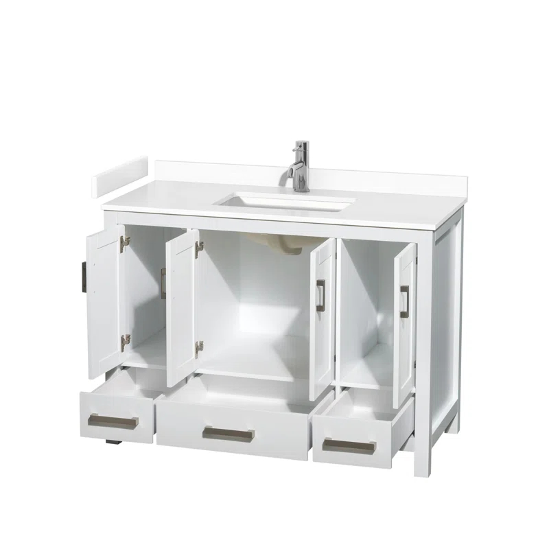 Wyndham Collection Sheffield 48" Freestanding Single Bathroom Vanity with Cultured Marble Top