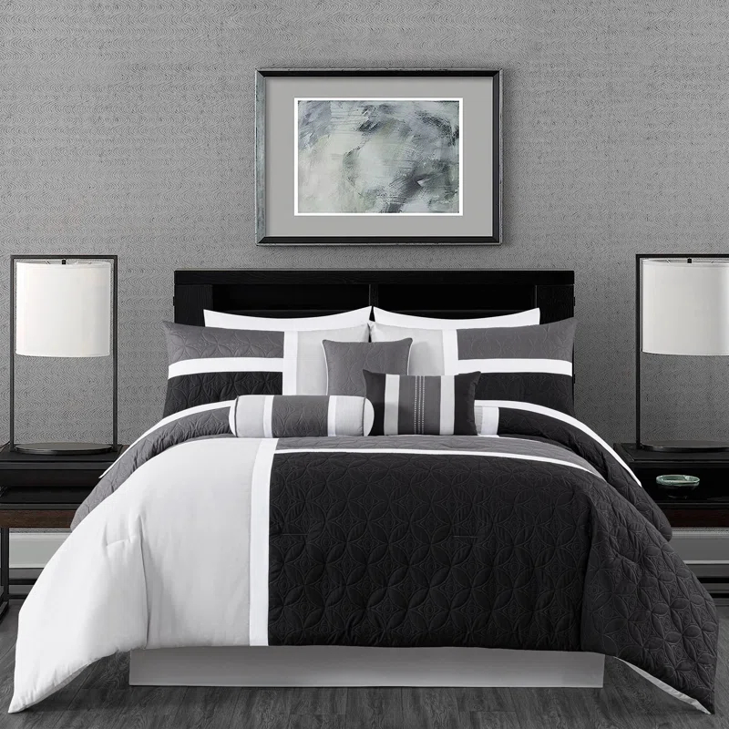 Chezmoi Collection Upland Patchwork 7 Piece Comforter Set