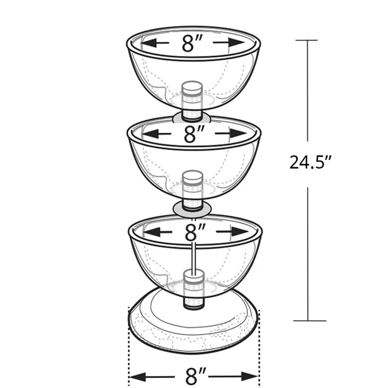 Azar Displays Three-Tier 8", 8" & 8" Bowl Display