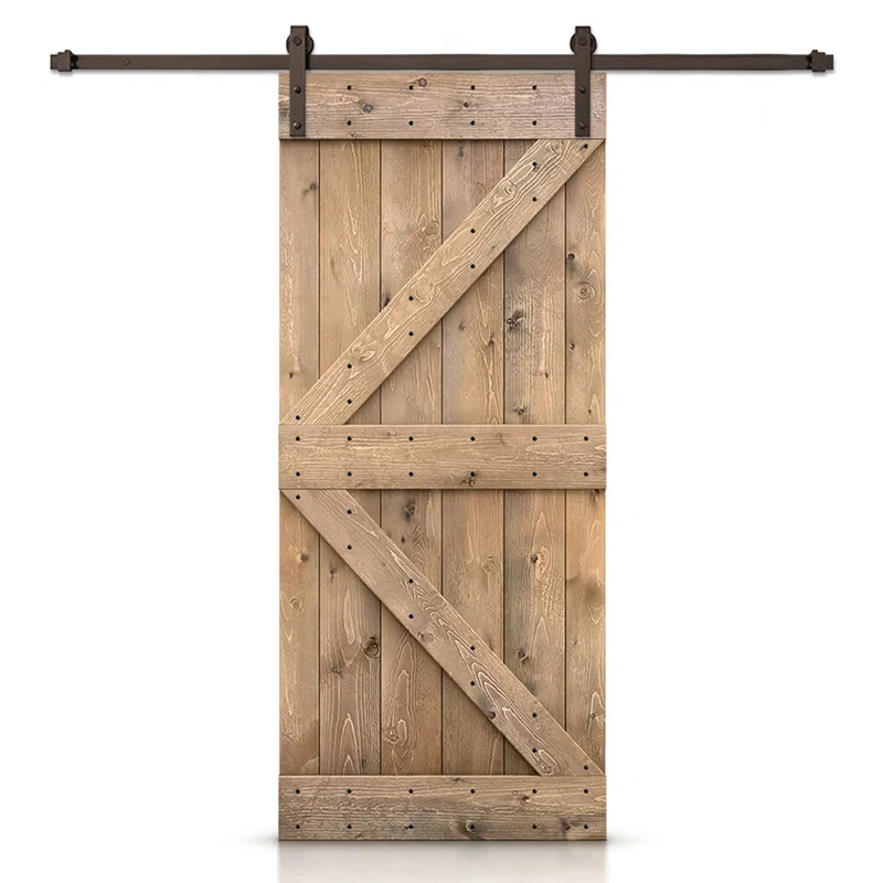 TMS 84'' Solid Wood Paneled Painted with Installation Hardware Kit Barn Door