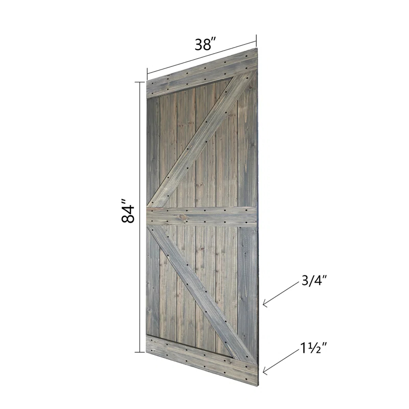 IsLife K Style Solid Wood Sliding Barn Door Without Hardware Kit (Door Slab Only) - Assembly Needed