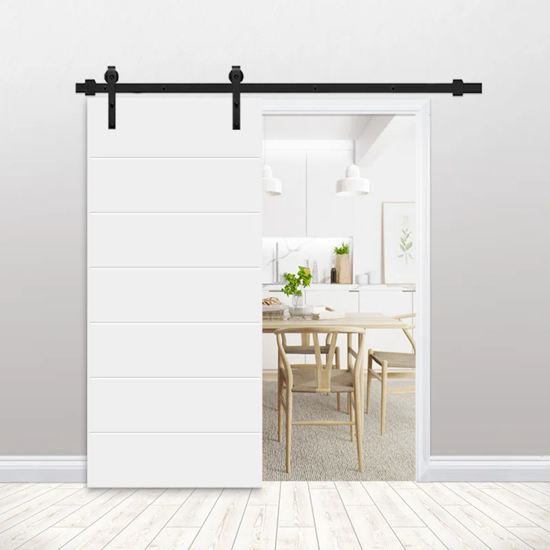 Calhome Hollow Paneled Painted with Installation Hardware Kit Barn Door