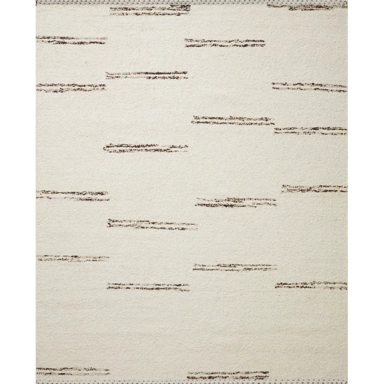 Elegant Ivory Striped Handwoven Wool-Blend Rug 8'6" x 11'6"