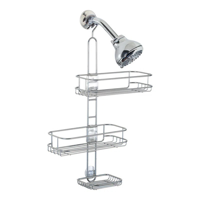 iDesign iDesign Linea Adjustable Bathroom Shower Caddy for Shampoo, Conditioner, Soap - Silver