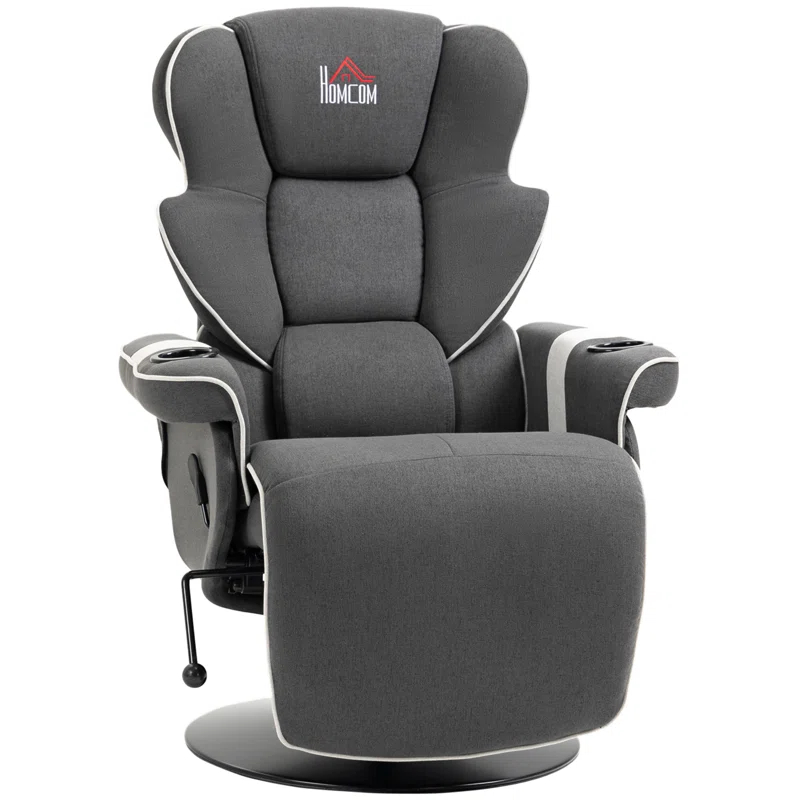 HomCom Faux Leather Manual Swivel Ergonomic Recliner | Wayfair
