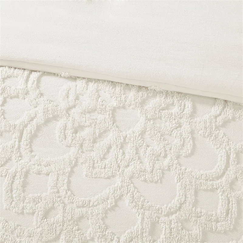 LIYU 3-Piece Tufted Cotton Chenille Medallion Duvet Cover Set | Wayfair