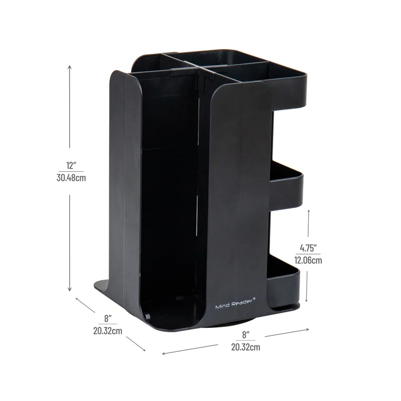 Mind Reader Mind Reader Cup Condiment Carousel, Countertop Organizer, Coffee Bar Accessories, Kitchen, Stirrers, 8"L x 8"W x 12"H