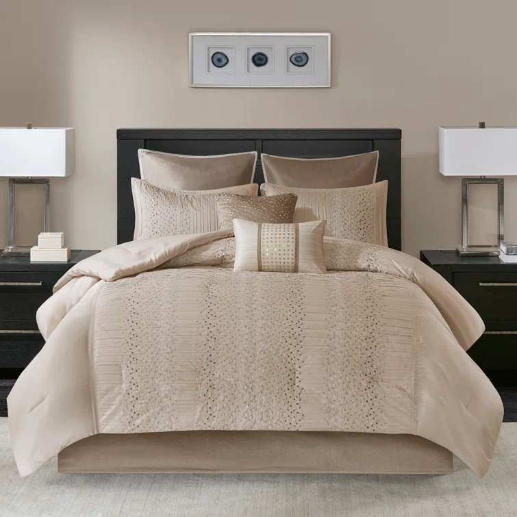 Madison Park Camelia 8 Piece Embroidered Comforter Set