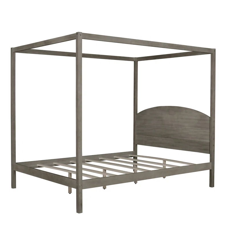 Queen Size Canopy Platform Bed With Headboard And Support Legs