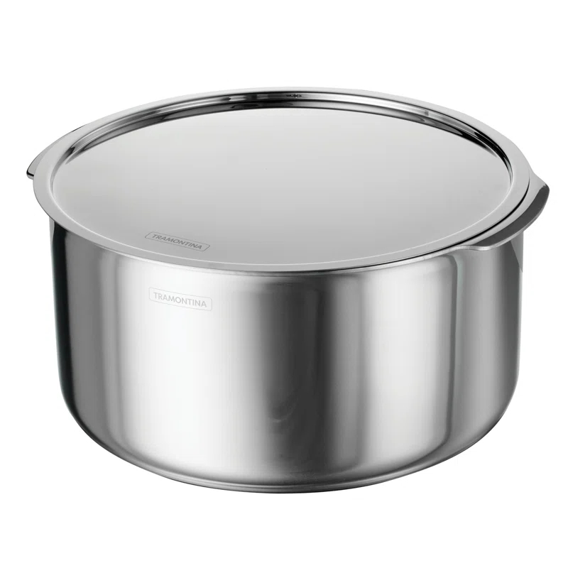 Tramontina Tramontina Utsava Tri-Ply Clad Stainless Steel Tope with Lid, Patila Pot for Indian Cooking