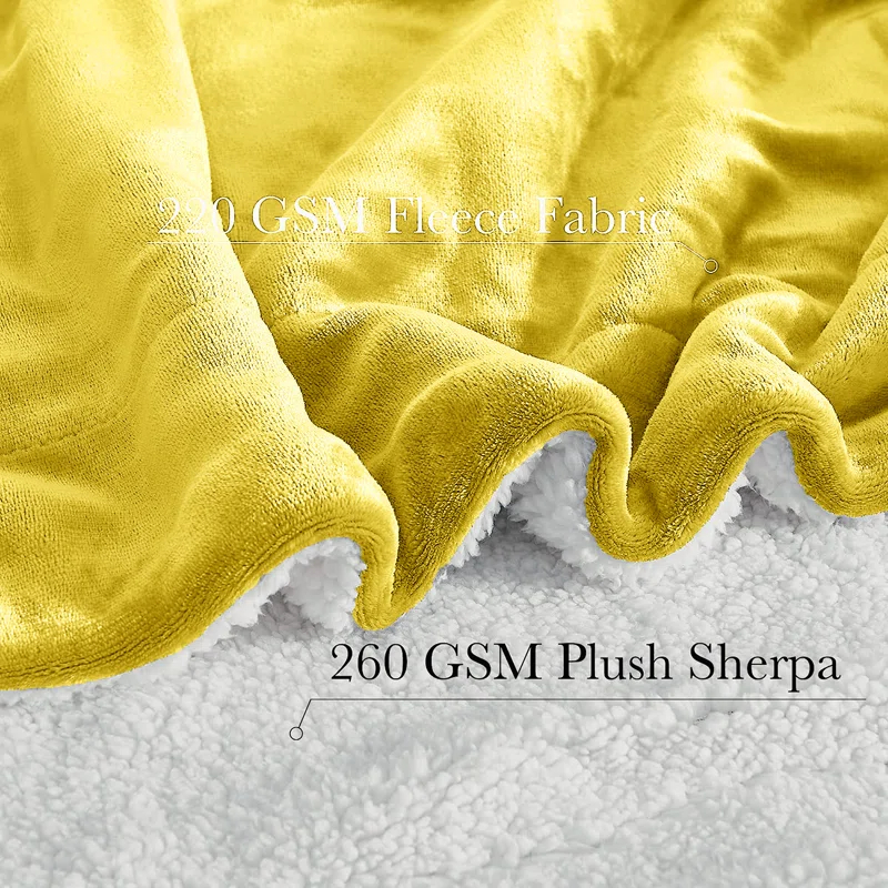 Sherpa Fleece Fur Thick Reversible Blanket Throw