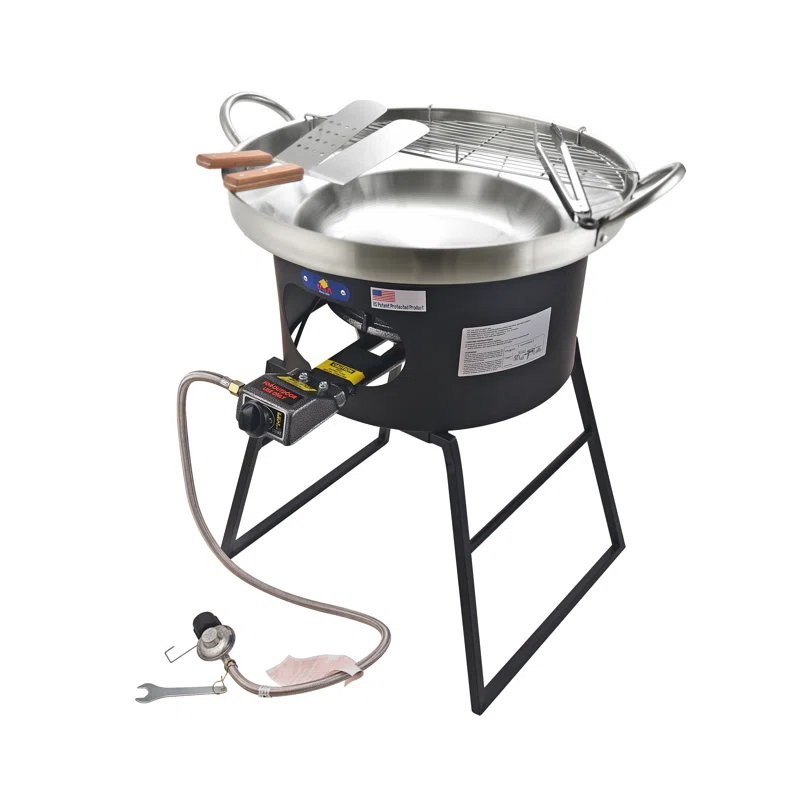 ARC 23" Stainless Steel Concave Comal Set, 30,000 BTU Propane Burner and Stand, Discada Disc Cooker.