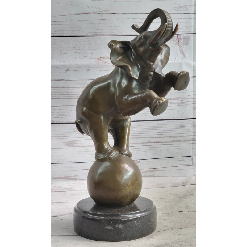 Bungalow Rose Arosh Bronze Sculpture Statue Figure Circus Elephant Balancing On Ball