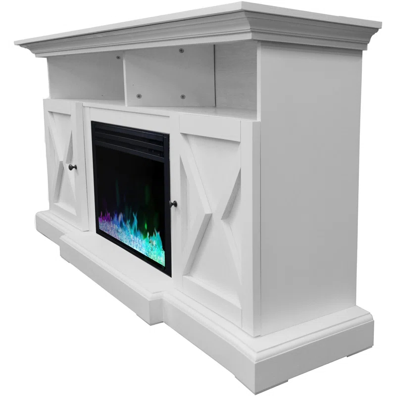 Cambridge Cambridge Summit 62-In. Farmhouse Fireplace TV Stand with Crystal Rocks Display