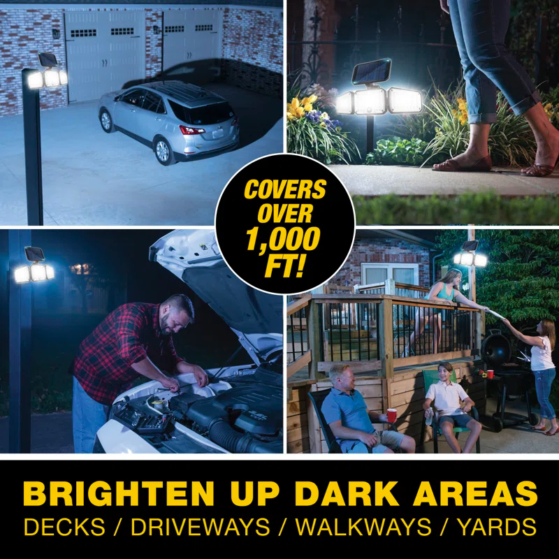 Bell+Howell Bionic Solar Powered Floodlight Max, Motion Activated, Wide Angle, and Weather Resistant
