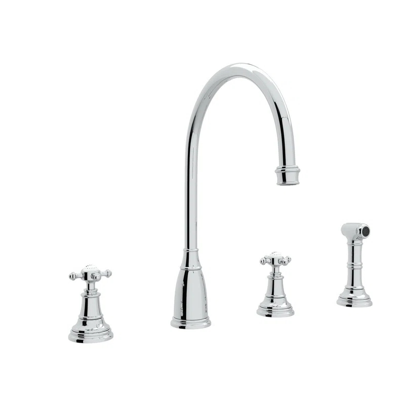Perrin & Rowe U.4735X-APC-2 Georgian Era Two Handle Kitchen Faucet With Side Spray