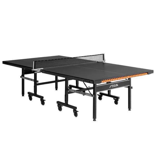 STIGA STIGA Carbon18 Table Tennis Table – 18mm Playfield - QuickPlay Assembly - Integrated Ball Storage - Tournament-Grade Net - Playback Mode