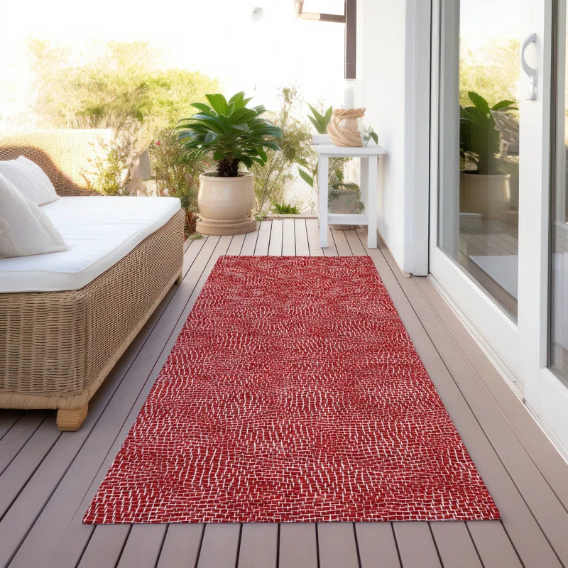 Machine Washable Indoor/Outdoor Chayden ACN1057 Red Rug