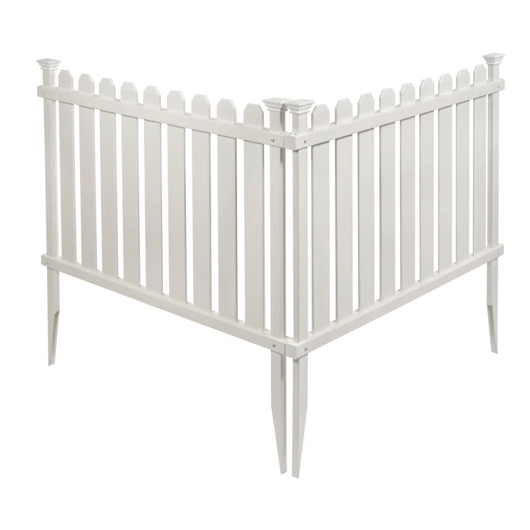 Zippity Outdoor Products 2.5ft H x 3.5ft W (2 Panels) No Dig Zippity Bella Puppy and Garden Fence Kit, No Dig Fence Panels, White Vinyl Fences for Dogs, Temporary Fence for Backyard, White Picket Fence Garden Border, ZP19064