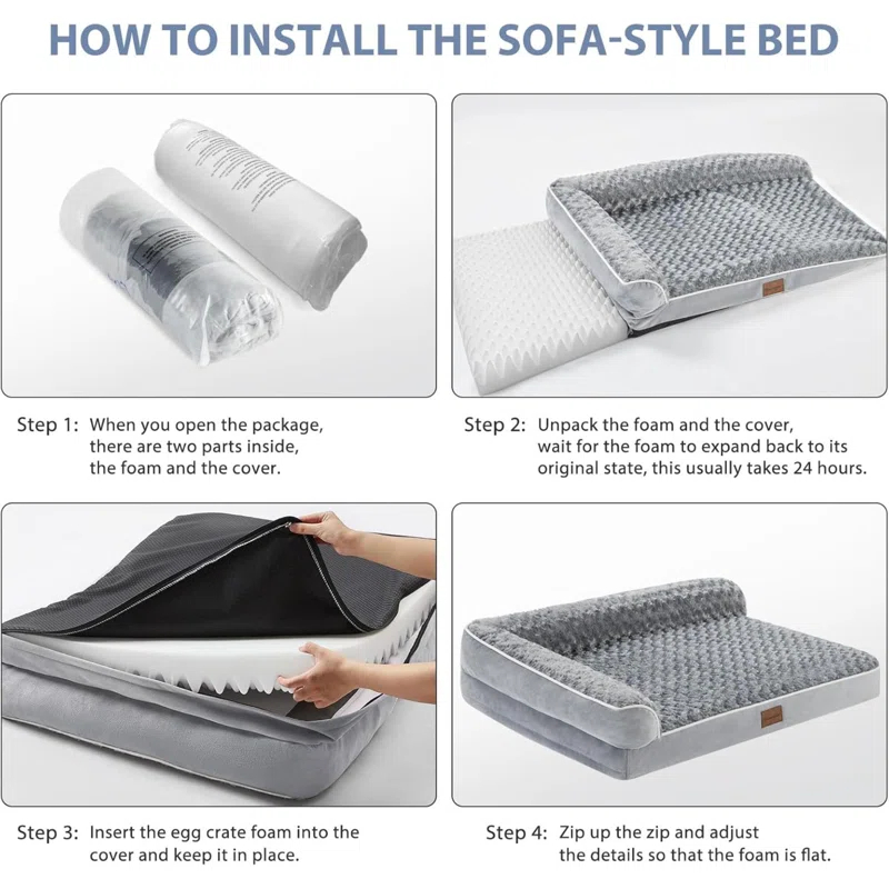 Tucker Murphy Pet™ Orthopedic Dog Beds For Large Dogs-Waterproof Sofa Dog Bed With Removable Washable Cover, Large Dog Bed With Waterproof Lining And Nonskid Bottom,Pet Bed For Large Dogs