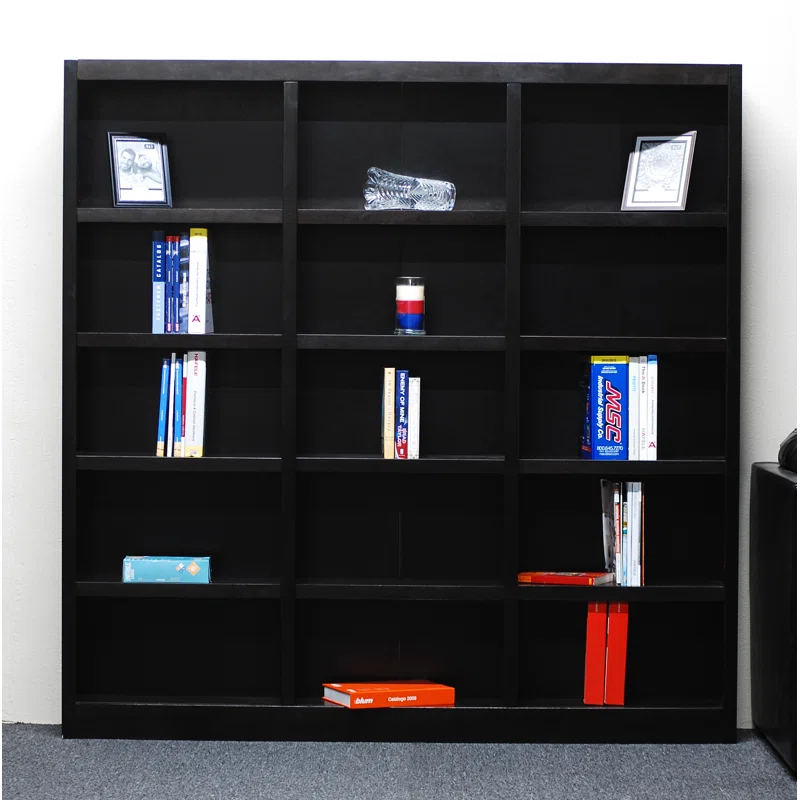 Winston Porter Flannagan Triple Wide Wood Bookcase, 15 Bookshelf, 72 inch Tall Storage and Display Bookshelf for Home Office and Living Room