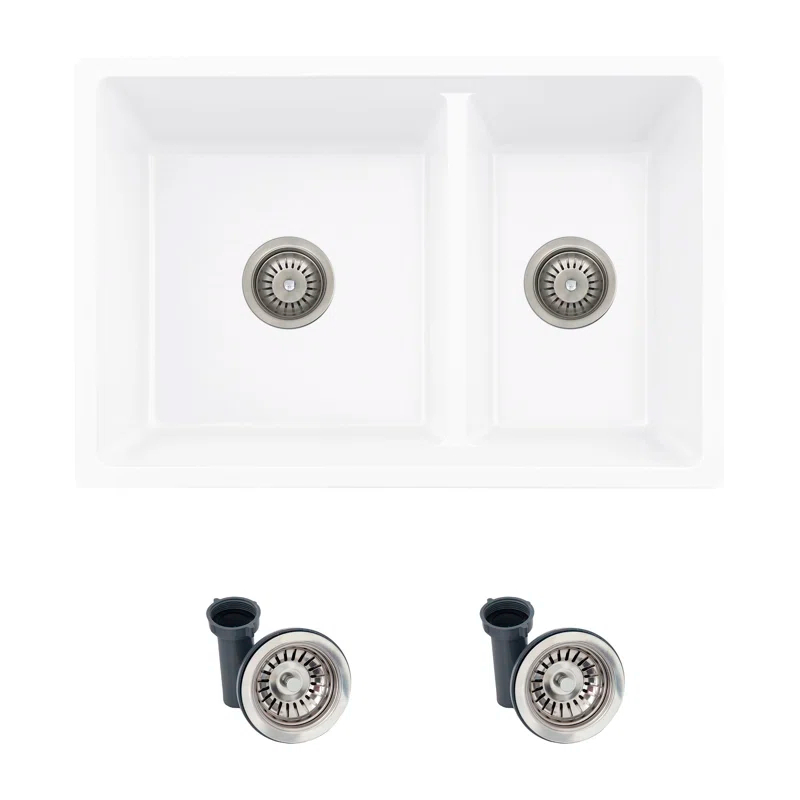STYLISH S-827H Pietra STYLISH 27 inch Double Bowl 60/40 Dual Mount Composite Granite Kitchen Sink