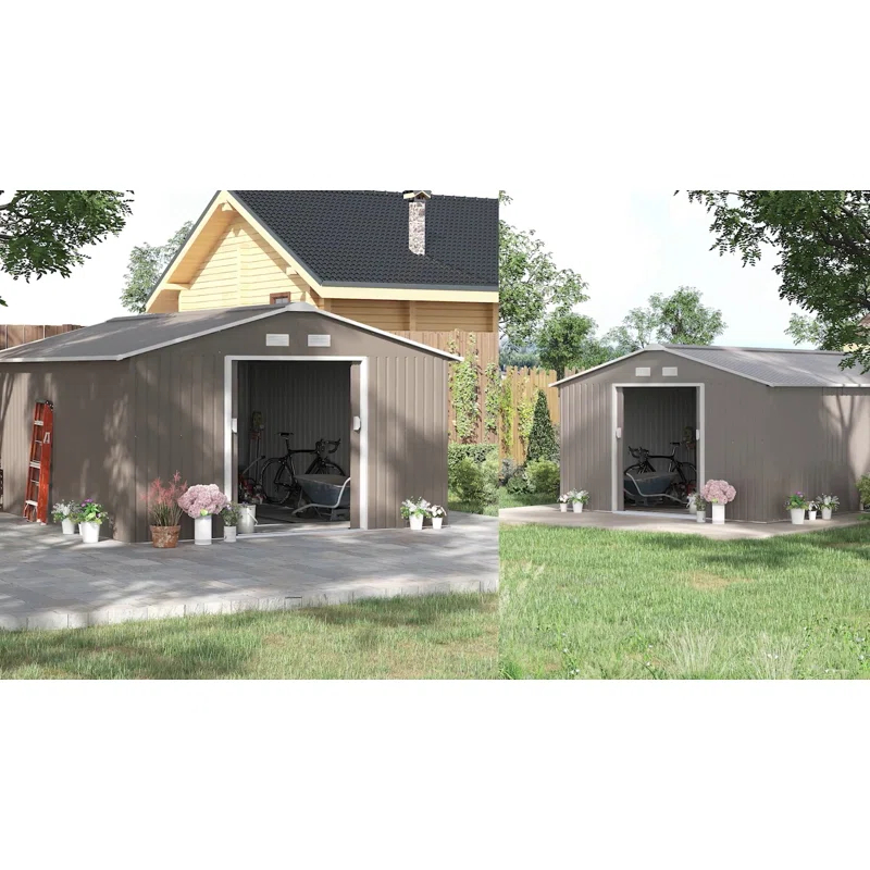 Outsunny 7 ft. W x 4 ft. D Stainless Steel Tool Shed