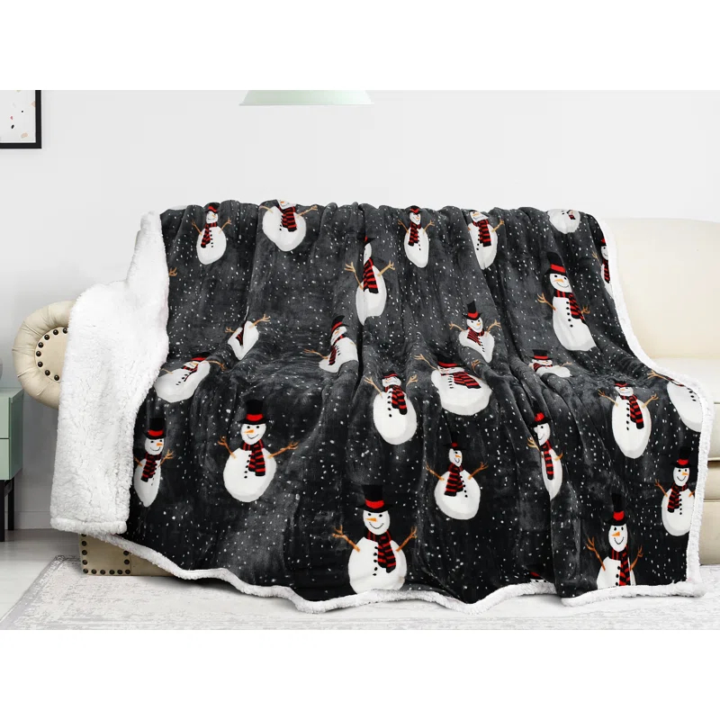 Catalonia Snowman Blanket, Christmas Sherpa Fleece Throw, Blanket For Couch And Bed,Soft,Thick, Fluffy,Warm