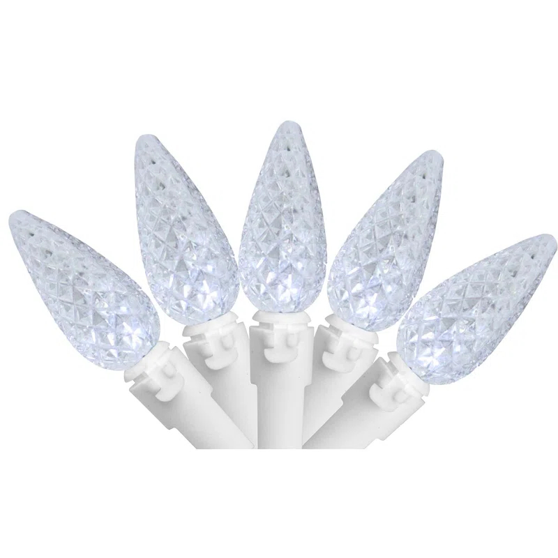 Northlight Seasonal 70-Count Warm White Faceted LED C6 Christmas Lights - 23ft White Wire