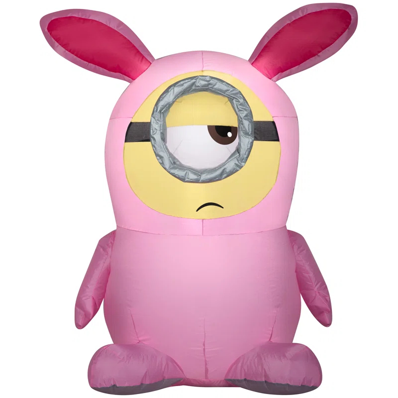 Gemmy Industries Minions Stuart in Pink Bunny Suit Inflatable