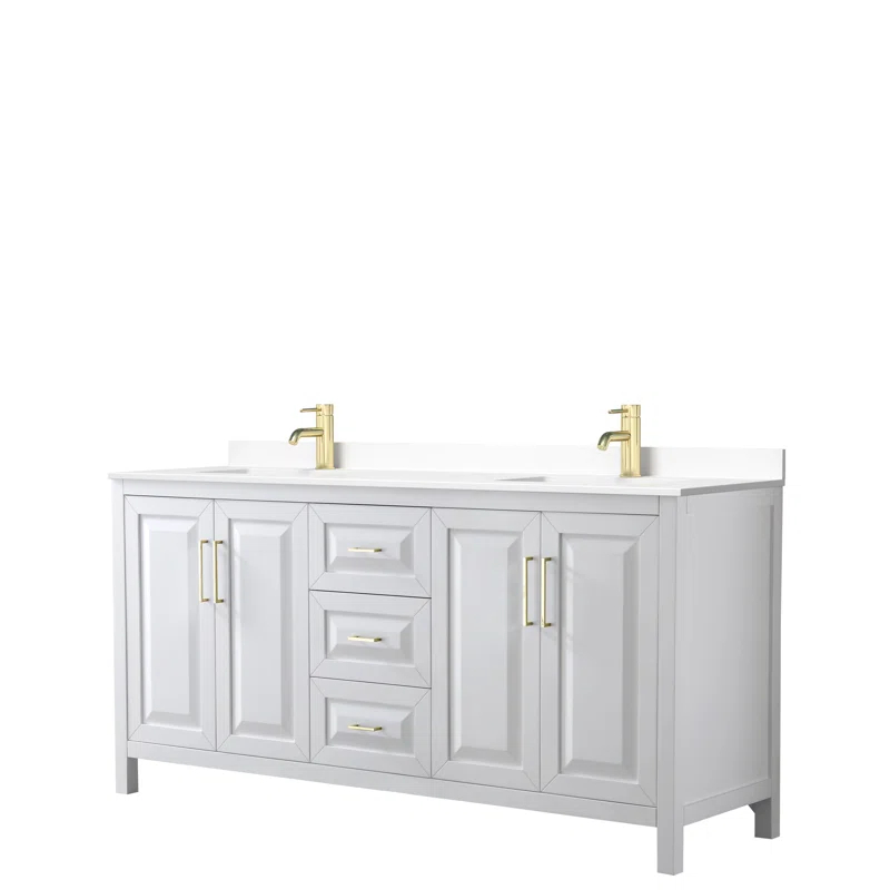 Wyndham Collection Daria 72'' Double Bathroom Vanity with Carrara Marble Top