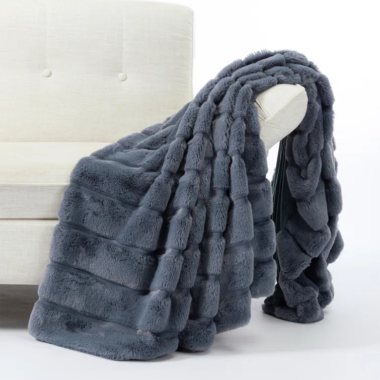 Cozy Bliss Soft Faux Fur Throw Blanket Plush Winter Blanket