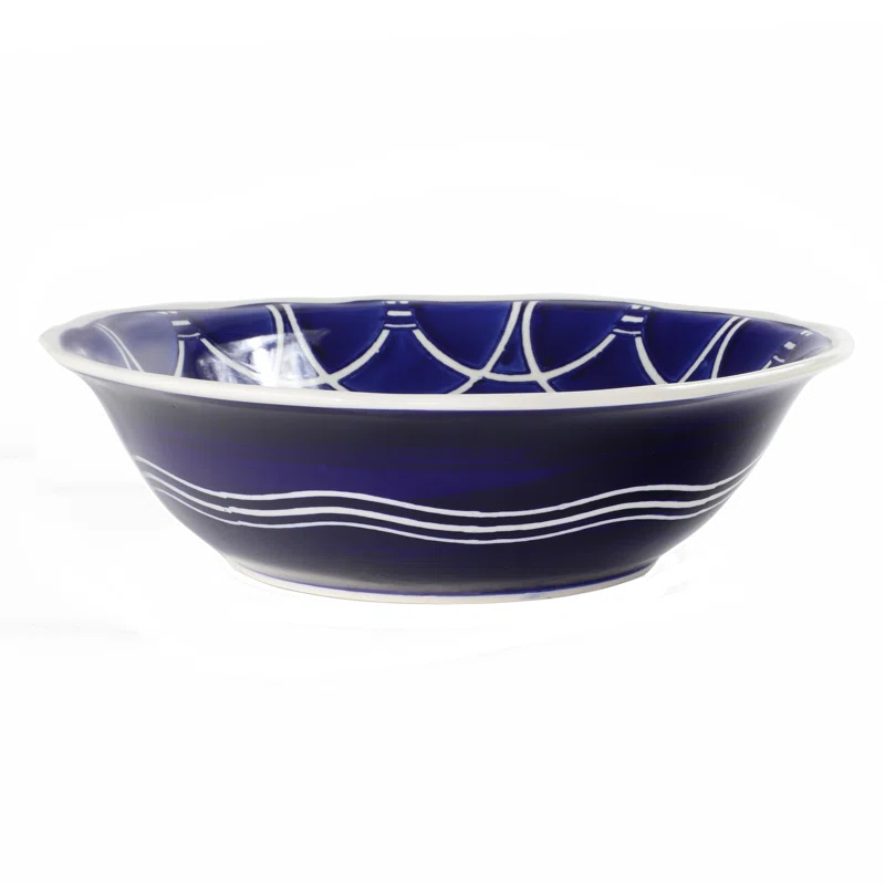 Euro Ceramica Blue Garden 12" Serving Bowl
