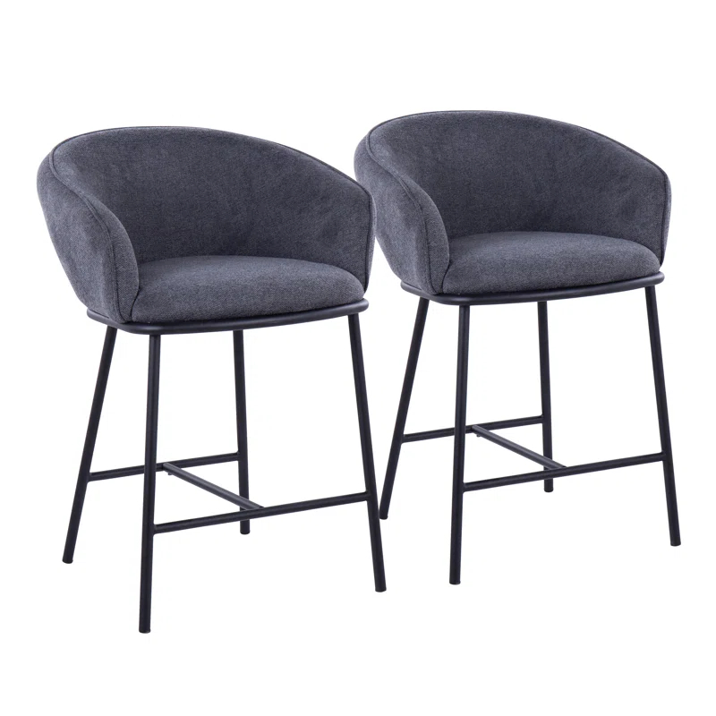 17 Stories Upholstered Counter Stool with Metal Frame (Set of 2)