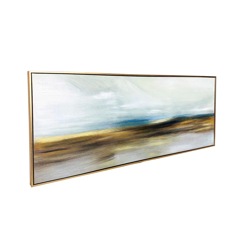 Wrought Studio™ "The Horizon" Hand Painted Floating Framed Canvas Wall Art Print, 19x45 Inches