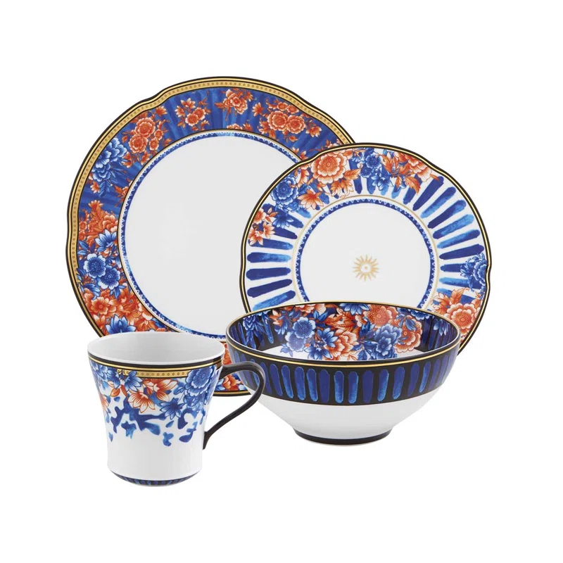 Vista Alegre Cannaregio 4 Piece Handmade Porcelain China Dinnerware Set