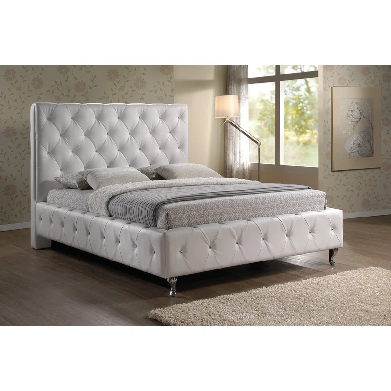 House of Hampton® Messaline Vegan Leather Platform Bed