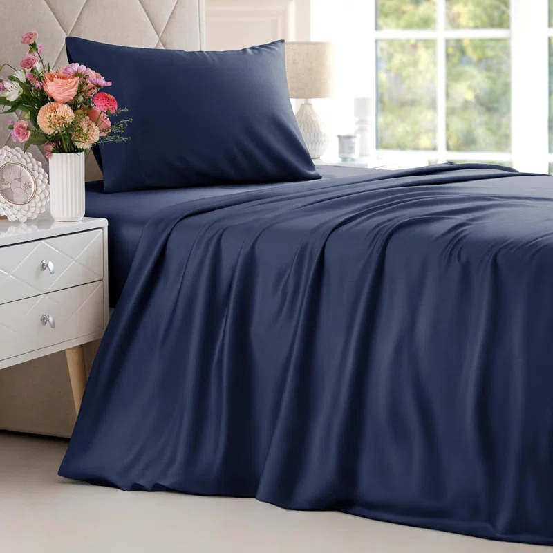 CGK Linens Premium Rayon From Bamboo 4 Piece Deep Pocket Ultra Soft & Cooling Sheet Set